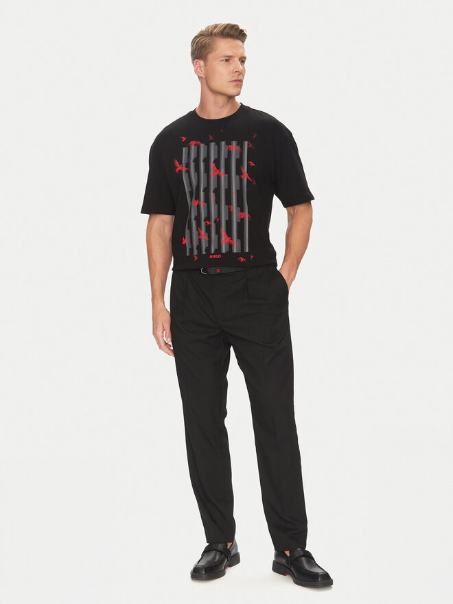HUGO HUGO T-Shirt Digraph 50542581 Μαύρο Oversize