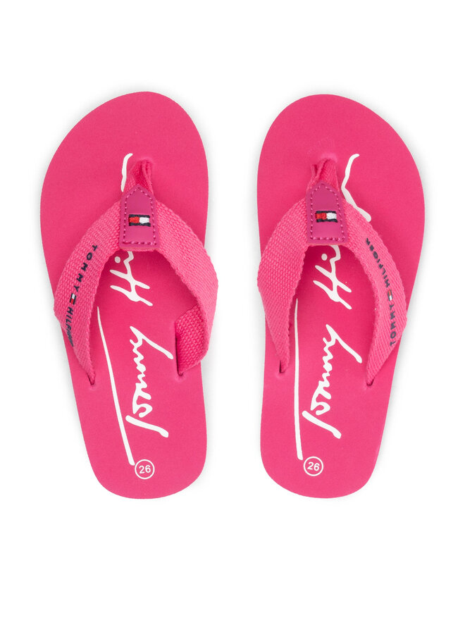 Tommy Hilfiger Zehentrenner Tommy Hilfiger Logo Print Flip Flop T3A8-32190-0058 M Rosa