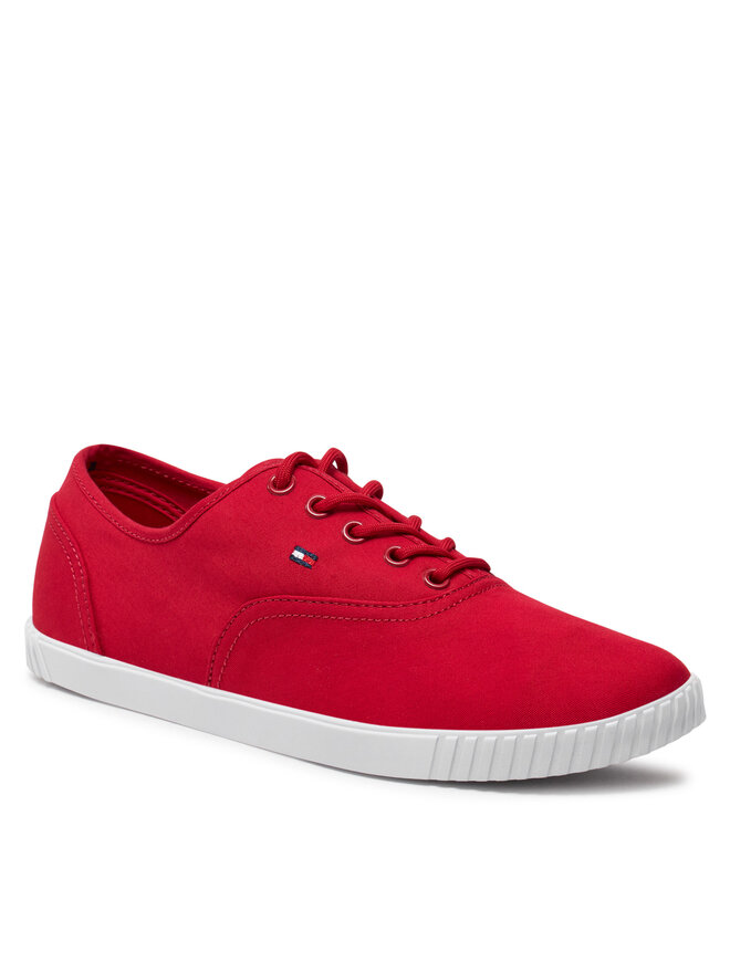 Sneakers aus Stoff Tommy Hilfiger Canvas Lace Up Sneaker FW0FW07805 Rot eschuhe