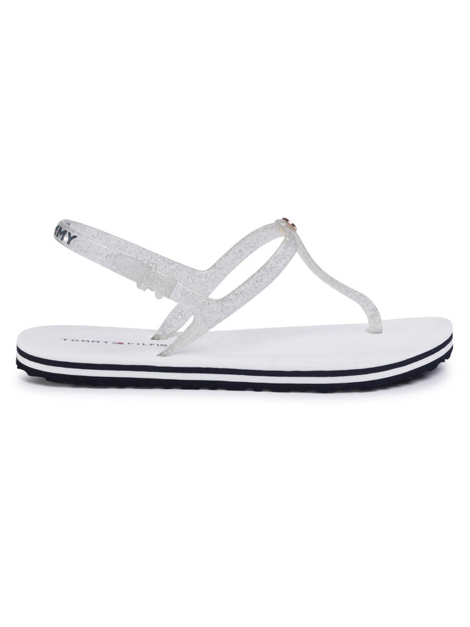 Tommy Hilfiger Sandalen Tommy Hilfiger Irredescent Flat Beach Sandal FW0FW04796 Weiß