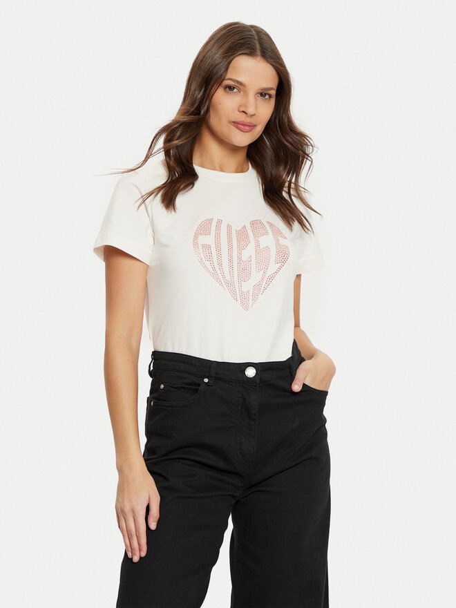 Guess Guess Camiseta V5RI08 J1314 Écru Slim Fit