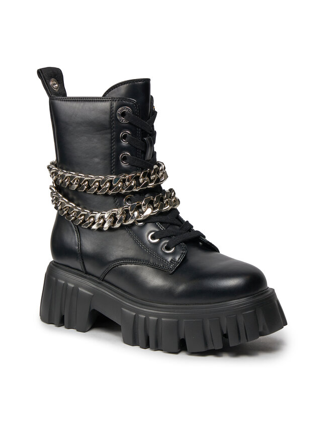 Buffalo Škornji Buffalo Lion Lace Up T-Chain 1622367 Črna