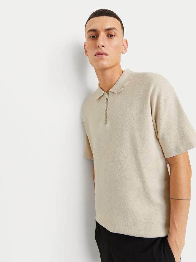 Jack&Jones Jack&Jones Pólóing Troy 12269617 Bézs Relaxed Fit