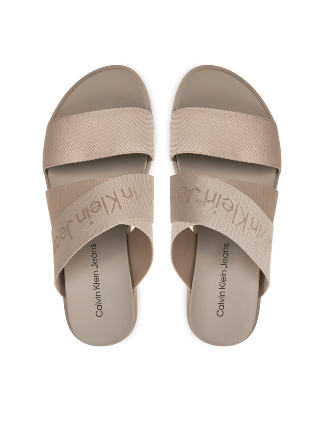 Calvin Klein Jeans Παντόφλες Calvin Klein Jeans Flatform Sandal Webbing In Mr YW0YW01361 Μπεζ