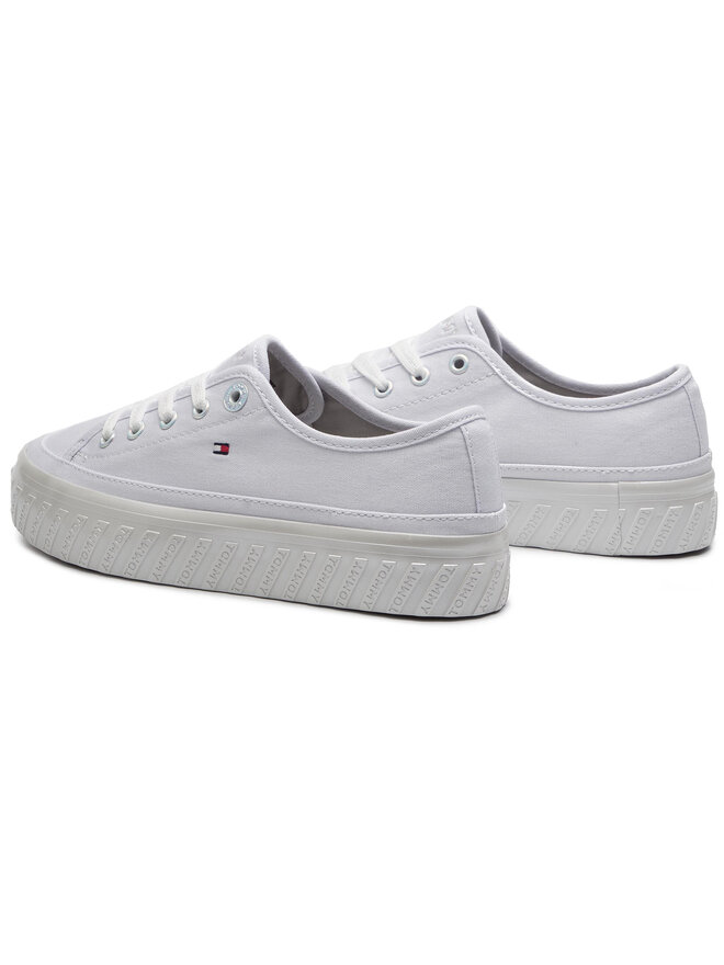 Tommy Hilfiger Sneakers aus Stoff Tommy Hilfiger Outsole Detail Flatform Sneaker FW0FW04134 Weiß