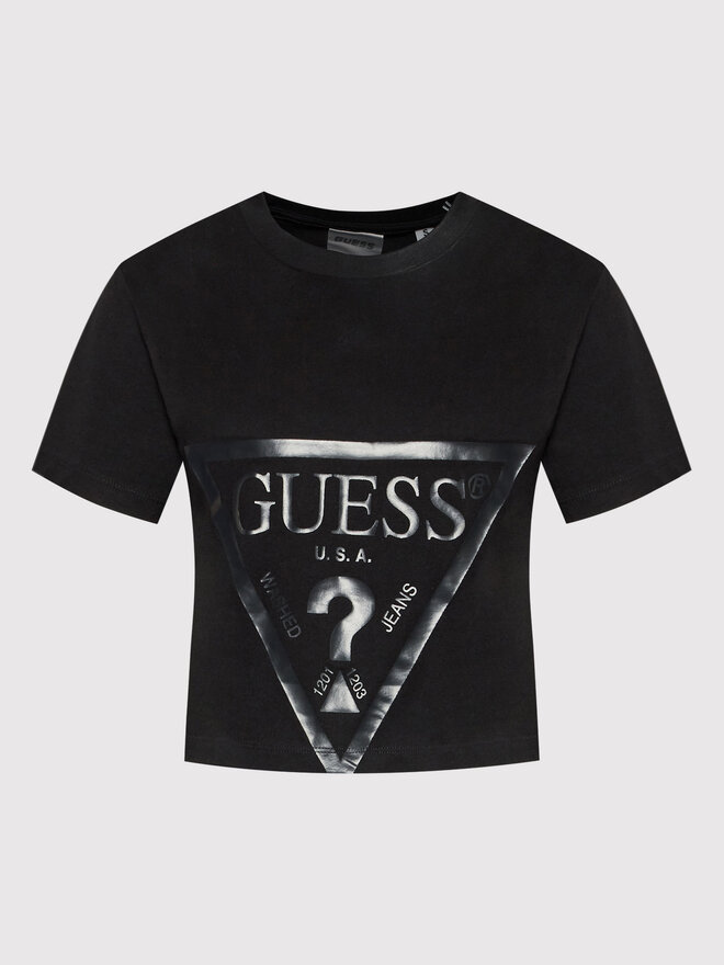 Guess Guess Marškinėliai V2YI06 K8HM0 Juoda Regular Fit
