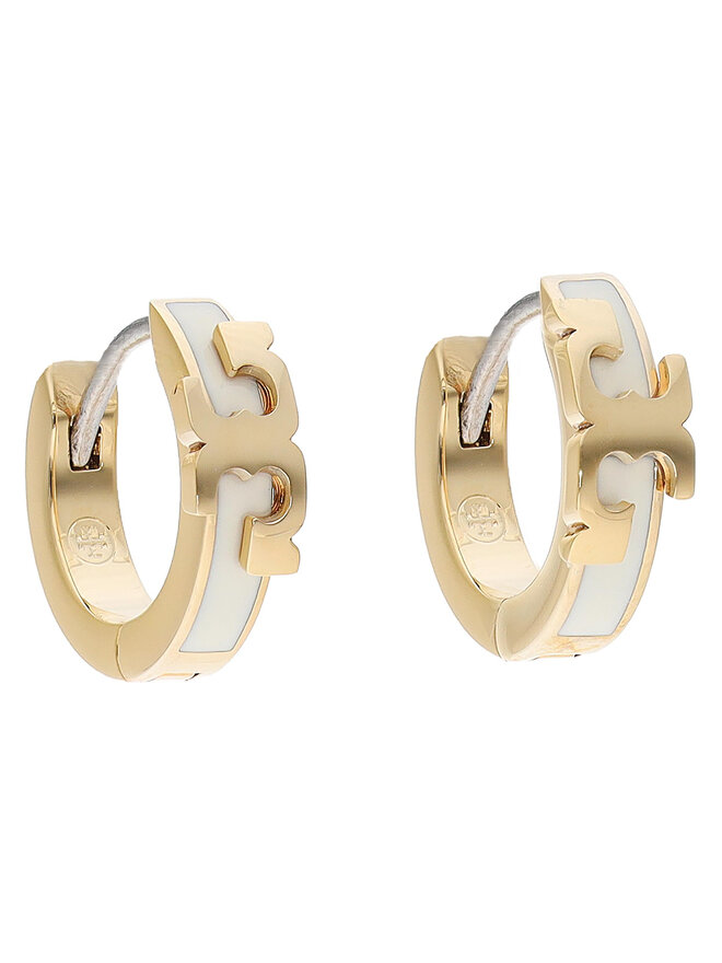 Tory Burch Σκουλαρίκια Tory Burch Serif-T Enamel Huggie Hoop Earring 64930 Χρυσό