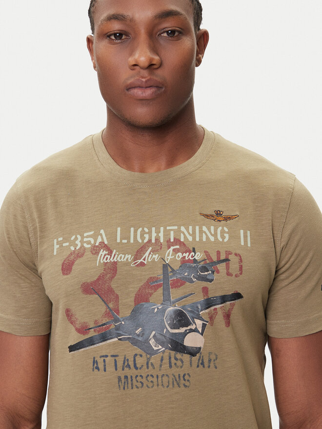 Aeronautica Militare Aeronautica Militare Marškinėliai 252TS2472UJ00708 Chaki Regular Fit