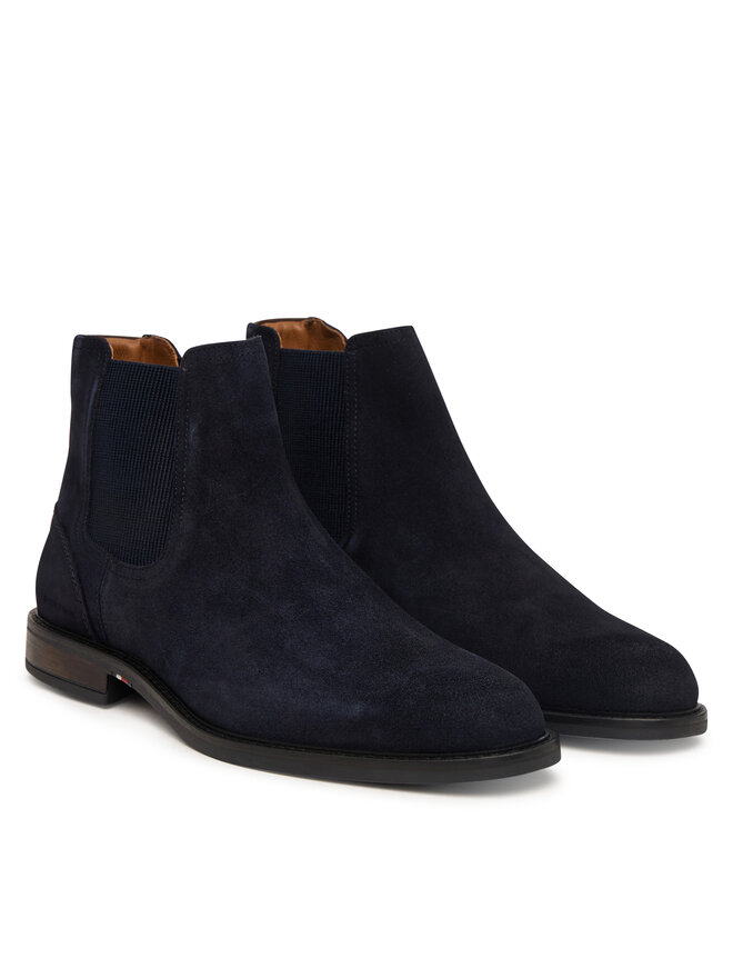 Tommy Hilfiger Klassische Stiefeletten Tommy Hilfiger Corporate Dressy Suede Chelsea FM0FM05953 Dunkelblau