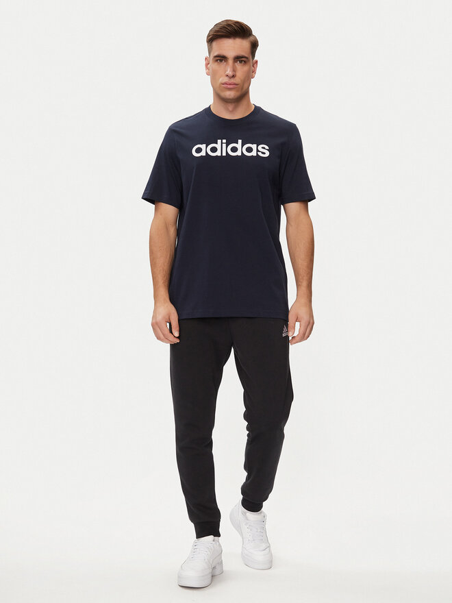 adidas adidas Marškinėliai Essentials Single Jersey Linear Embroidered Logo T-Shirt IC9275 Mėlyna Regular Fit