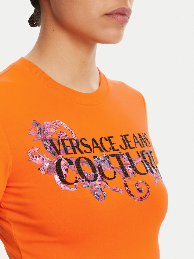 Versace Jeans Couture Versace Jeans Couture Marškinėliai 78HAHC05 Oranžinė Slim Fit