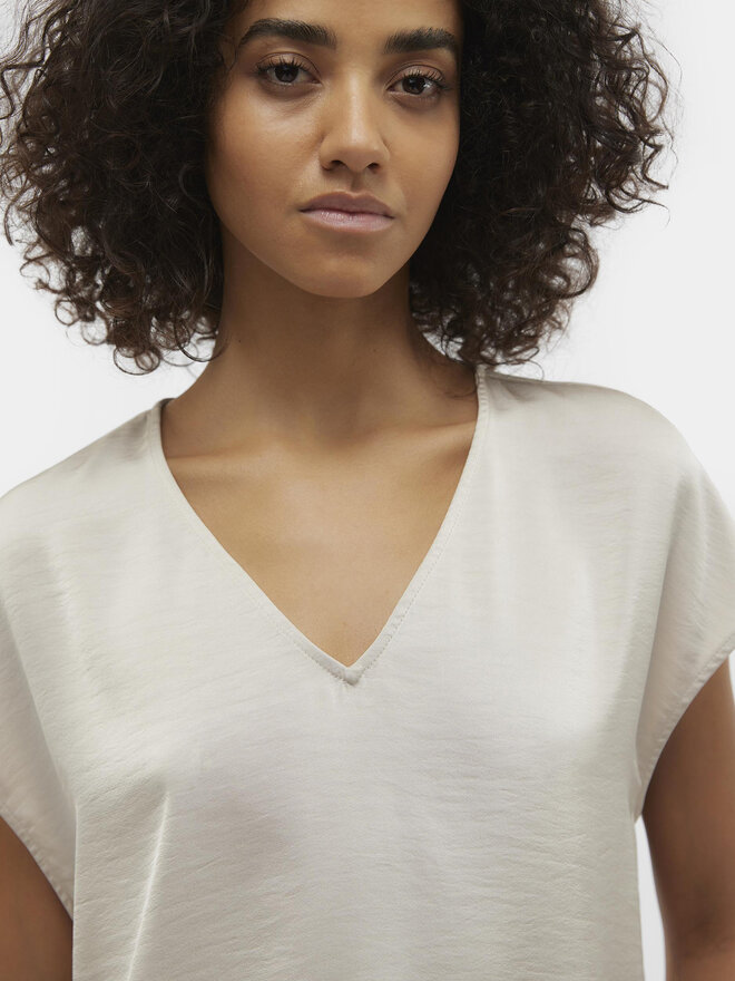 Vero Moda Vero Moda Marškinėliai Marys Dana 10300421 Écru Regular Fit