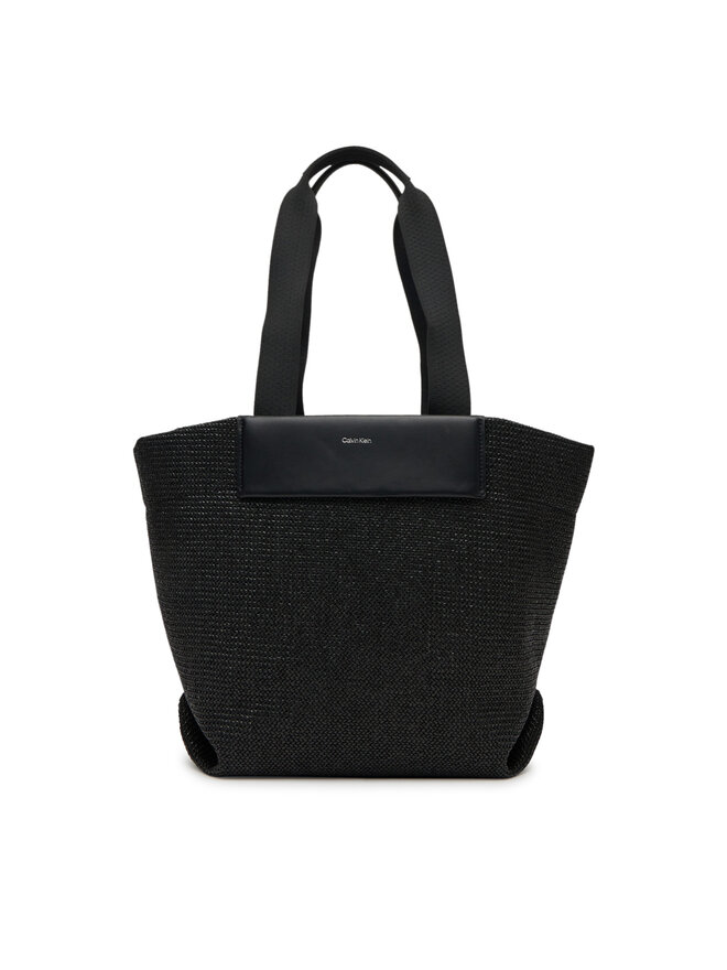 Calvin Klein Ročna torba Calvin Klein Ck Raffia Medium Shopper K60K613174 Črna