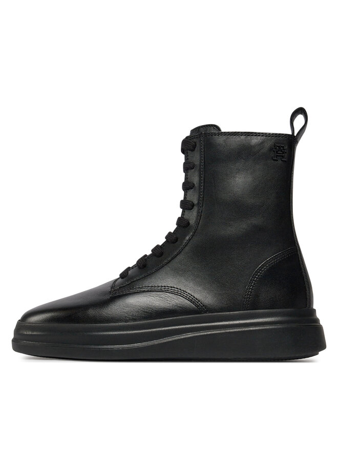 Tommy Hilfiger Botines Tommy Hilfiger Sporty Leather Flat Boot FW0FW07799 Negro