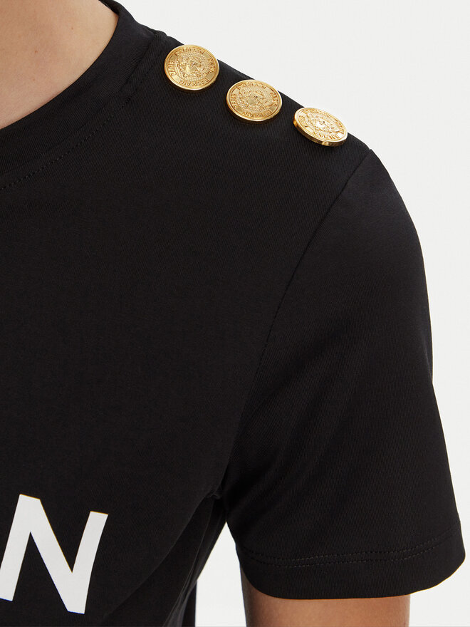 Balmain Balmain T-Shirt BF1EF005BB02 Μαύρο Regular Fit