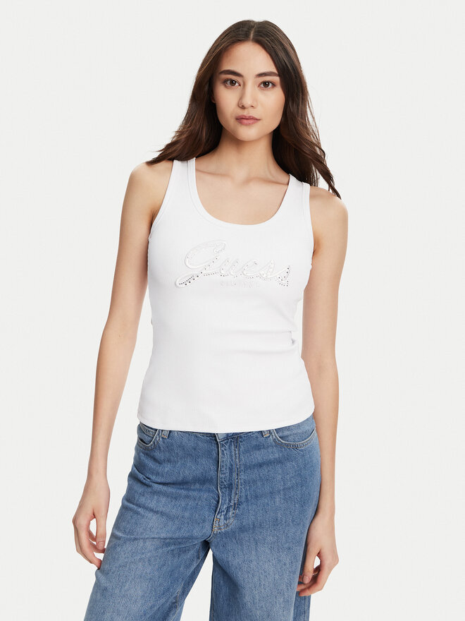 Guess Guess Τοπ W5YP00 KCXJ2 Λευκό Regular Fit
