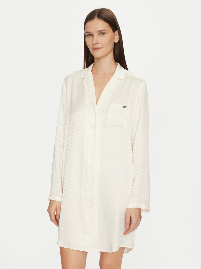 BOSS BOSS Nočna srajca 50535756 Bela Regular Fit