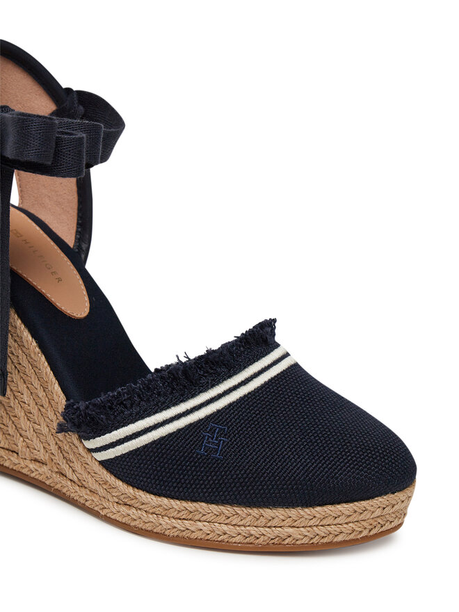 Tommy Hilfiger Еспадрили Tommy Hilfiger Fringe Canvas High Wedge FW0FW08878 Тъмносин