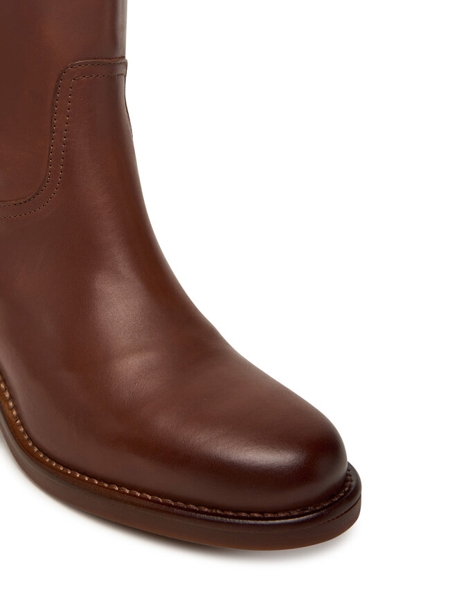 Tommy Hilfiger Боти Tommy Hilfiger Riding Lthr Mid Boot Block Heel FW0FW08776 Кафяв