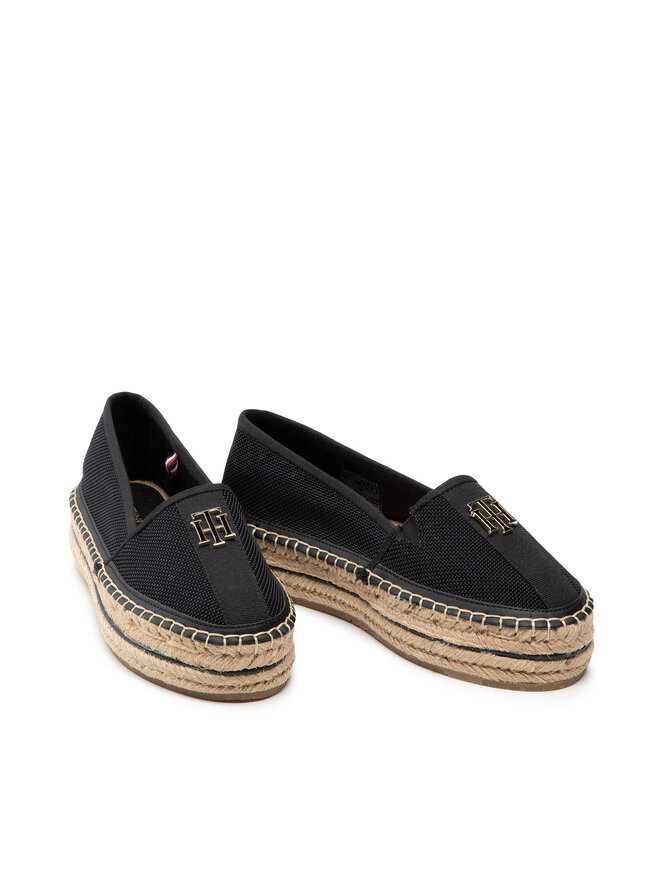 Tommy Hilfiger Espadrilles Tommy Hilfiger Th Mesh Flatform Espadrille FW0FW05789 Schwarz