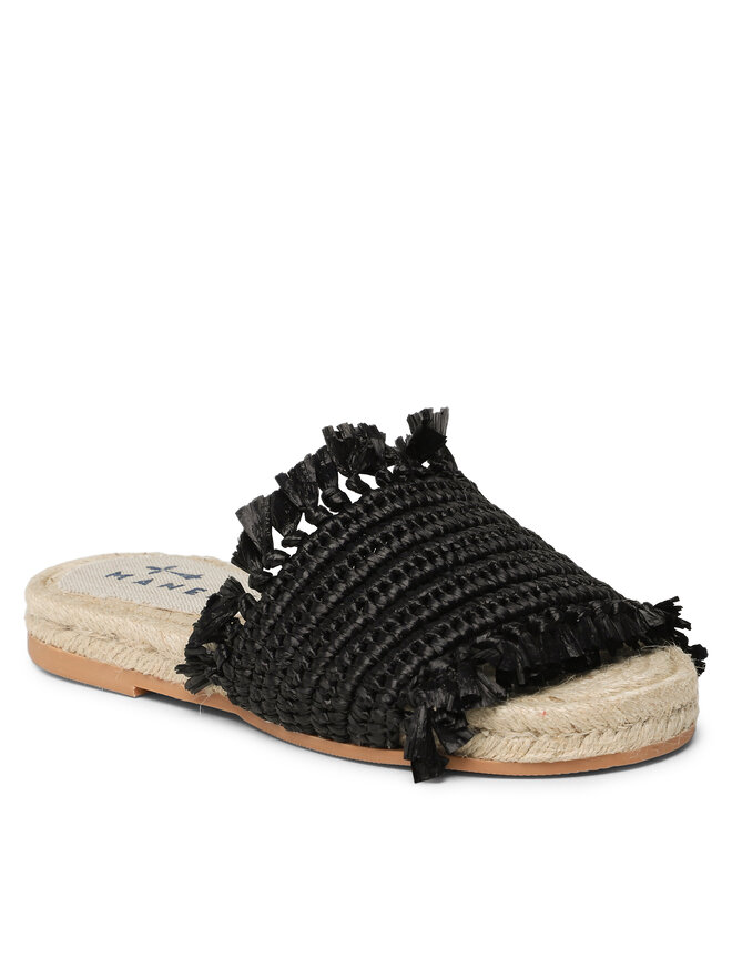 Manebi Εσπαντρίγιες Manebi Fringed Knots Raffia Jute Sandals V 3.1 Y0 Μαύρο