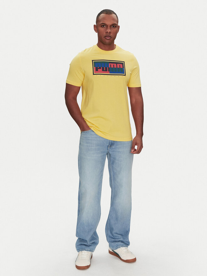Puma Puma T-Shirt Graphics Box 684827 Κίτρινο Regular Fit