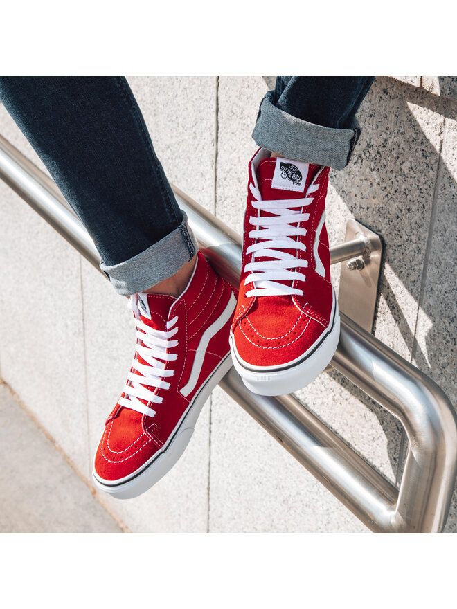 Racing red true white vans hotsell