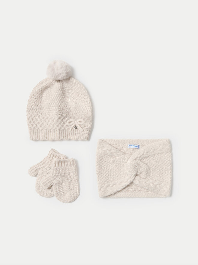 Mayoral Set Mütze, Loop-Schal und Handschuhe Mayoral 10769 Beige