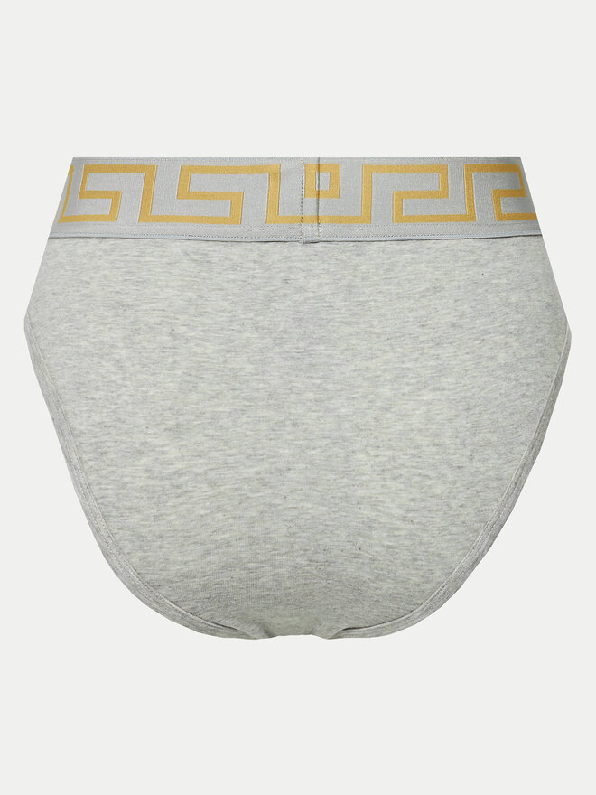 Versace Versace Klassischer Damenslip mit hoher Taille Greca Border AUD01050 Grau