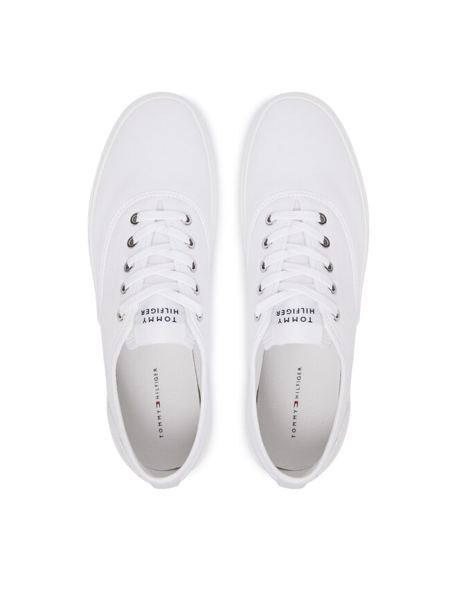 Tommy Hilfiger Sneakers aus Stoff Tommy Hilfiger Th Vulc Cup Long Lace Canvas FM0FM05874 Weiß