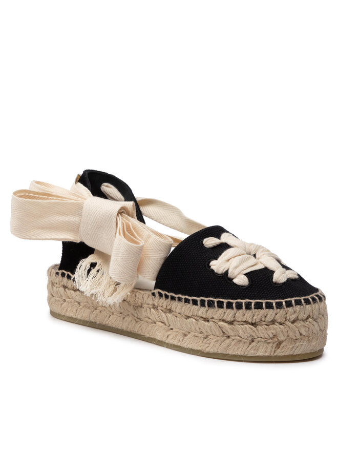 Tory Burch Еспадрили Tory Burch Woven Double Espadrille 140308 Черен