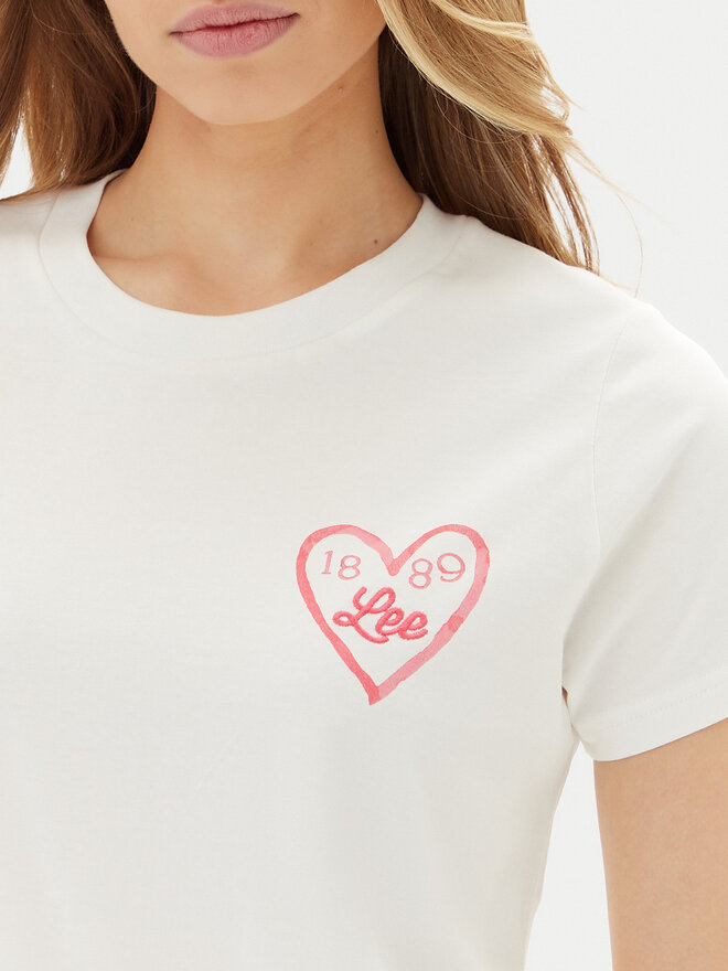 Lee Lee T-Shirt Small Logo 112363635 Weiß Regular Fit