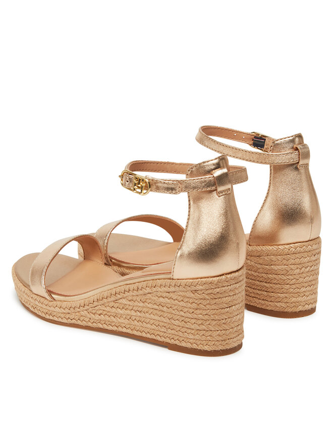Tommy Hilfiger Espadryle Tommy Hilfiger Th Metallic Mid Wedge Espadrille FW0FW08663 Złoty