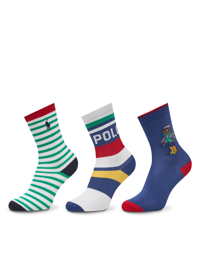 Polo Ralph Lauren Zestaw 3 par wysokich skarpet dziecięcych Polo Ralph Lauren 443969088001 Kolorowy