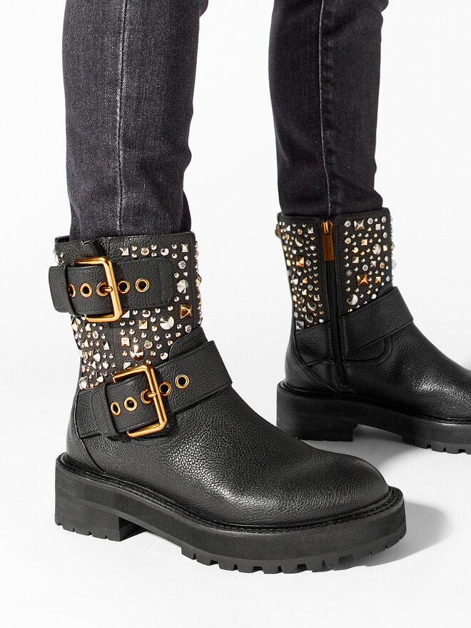 Kurt Geiger Botine Kurt Geiger 225-Hackney Biker Boot 546505109 Negru