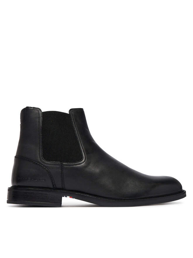 Tommy Hilfiger Klassische Stiefeletten Tommy Hilfiger Corporate Dressy Lth Chelsea FM0FM05935 Schwarz