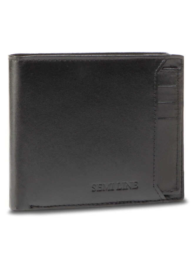 Semi Line Голям мъжки портфейл Semi Line P8227-0 Черен