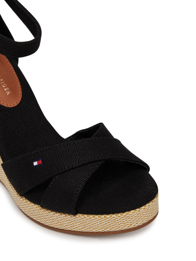 Tommy Hilfiger Sandały Tommy Hilfiger Flag High Wedge Espad Crisscross FW0FW08661 Czarny