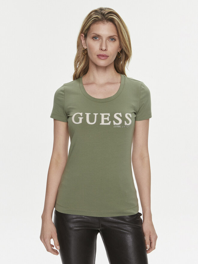 Guess Guess Marškinėliai Pony Hair W4RI45 J1314 Žalia Slim Fit