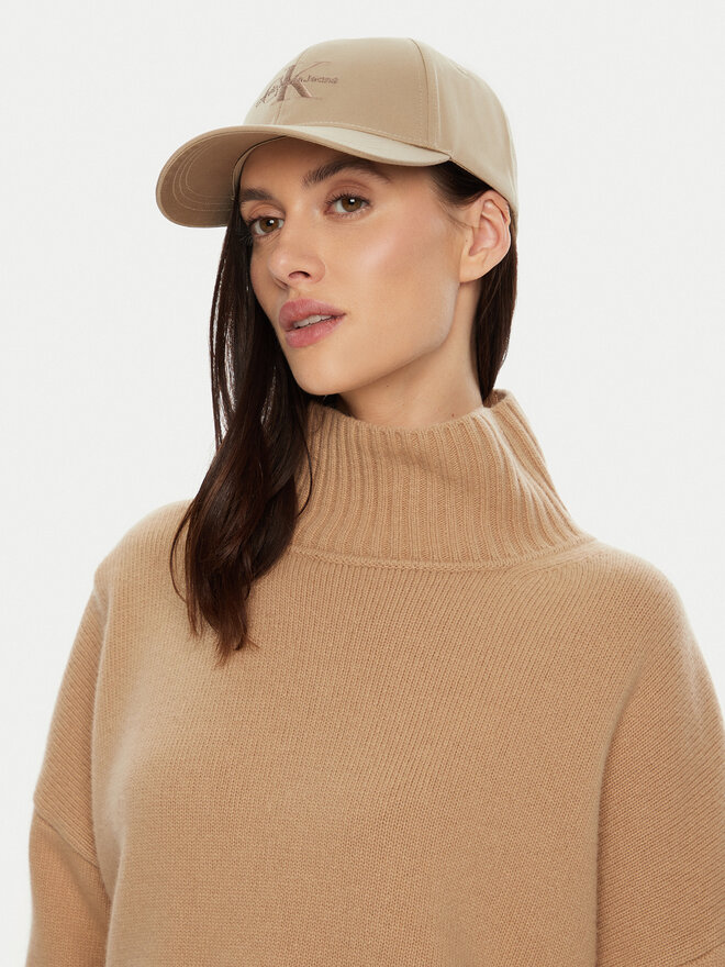 Calvin Klein Czapka z daszkiem Calvin Klein Mono Logo Embro K60K612317 Beżowy
