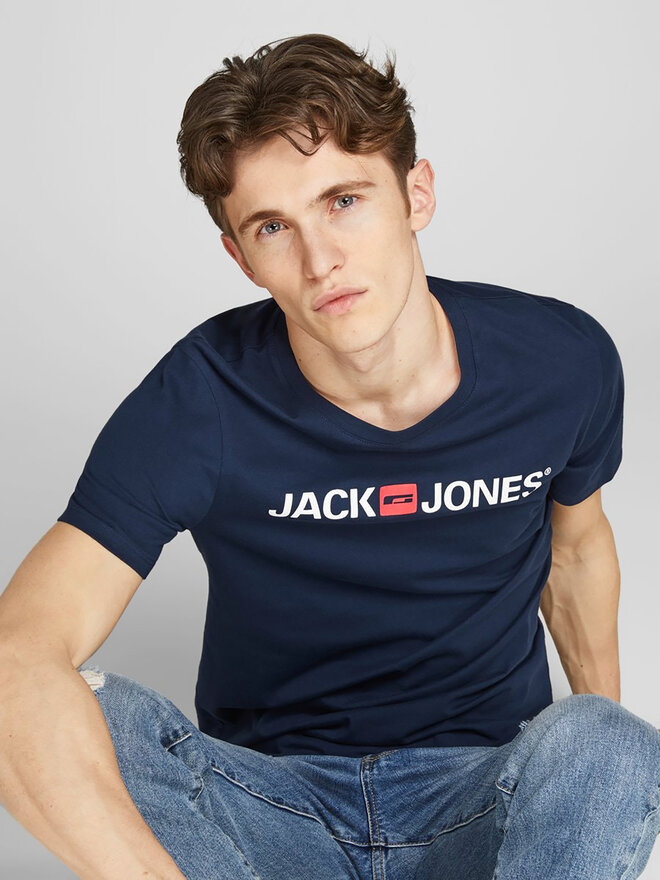 Jack&Jones Jack&Jones Póló Corp Logo 12137126 Sötétkék Slim Fit