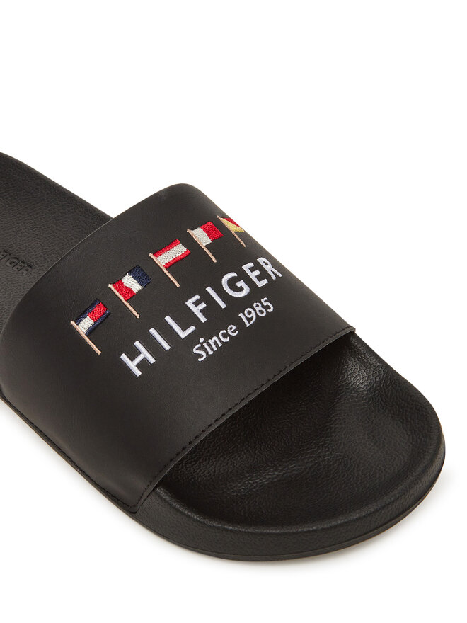 Tommy Hilfiger Pantoletten Tommy Hilfiger Flags Pool Slide FM0FM05431 Schwarz