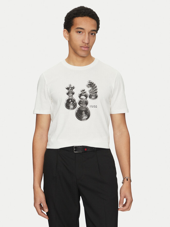 HUGO HUGO Camiseta Dischach 50532918 Écru Regular Fit