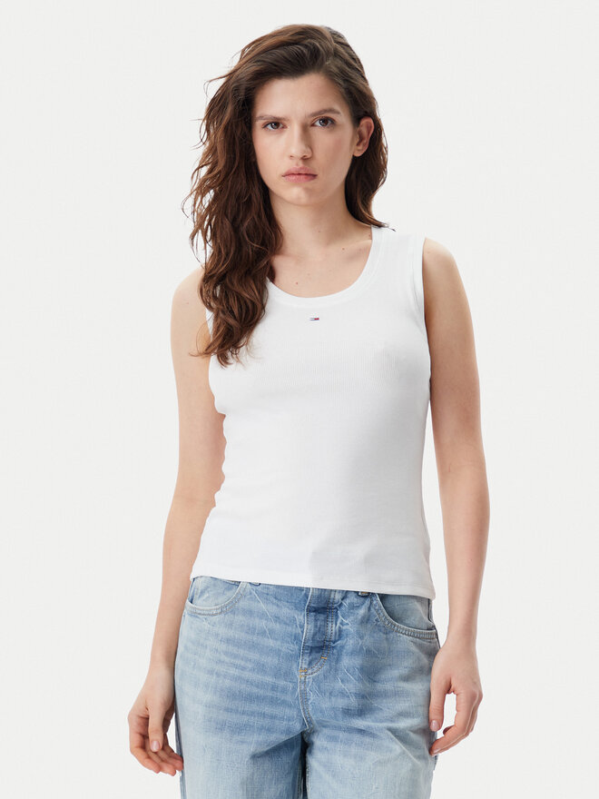Tommy Jeans Tommy Jeans Τοπ Essential DW0DW20673 Λευκό Slim Fit