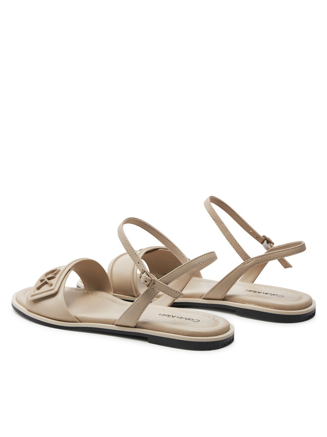 Calvin Klein Sandály Calvin Klein Flat Sandal Relock Lth HW0HW01942 Écru