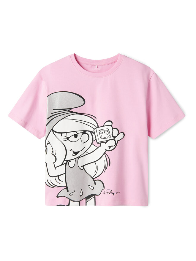 NAME IT NAME IT Marškinėliai Fleur Smurfs 13241788 Rožinė Regular Fit
