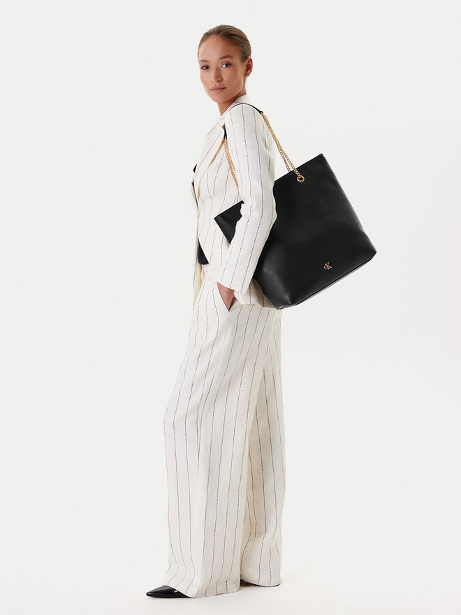 Calvin Klein Τσάντα Calvin Klein Minimal Monogram Chain Tote LV04F3204G Μαύρο