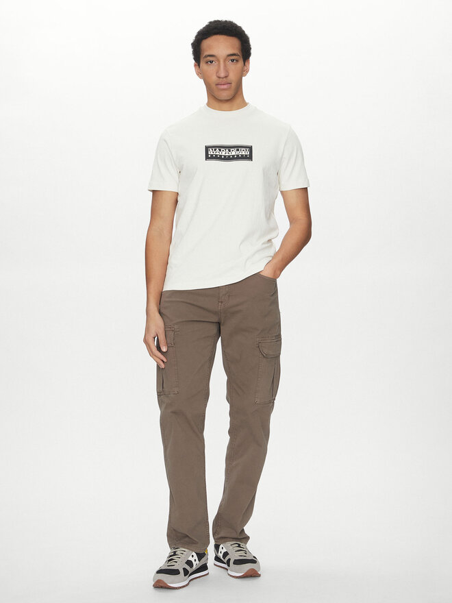 Napapijri Napapijri Marškinėliai S-box Logo NP0A4I3L Écru Regular Fit