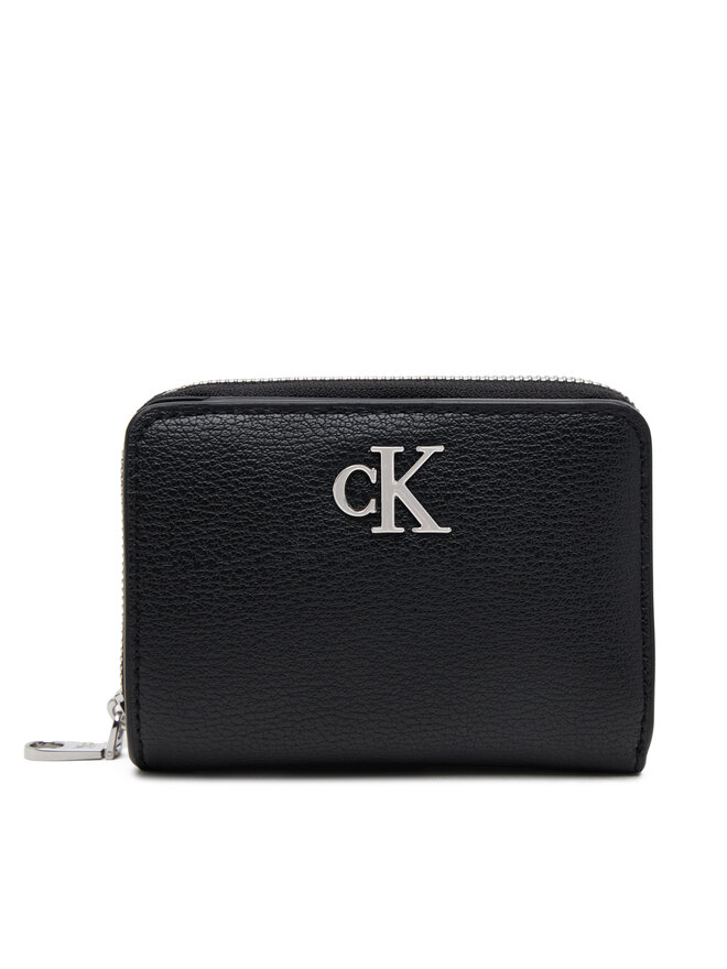 Calvin Klein Jeans Mały Portfel Damski Calvin Klein Jeans Mnml Mngrm Md Flp Zp LV04K1009G Czarny