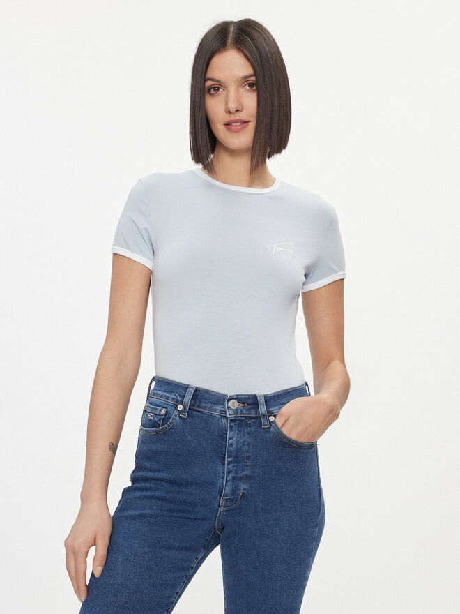 Tommy Jeans Tommy Jeans Camiseta Signature DW0DW17377 Celeste Slim Fit